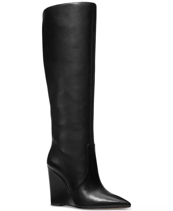 Michael Kors Women's Isra Leather Side-Zip Wedge Tall Boots - Macy's | Macy's