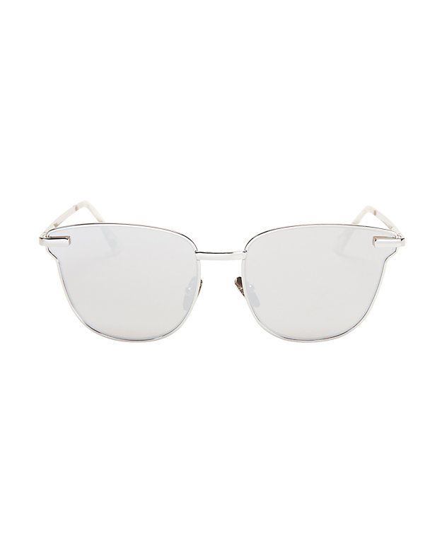 Le Specs Luxe Pharaoh Metal Frame Sunglasses: Silver - INTERMIX® | Intermix