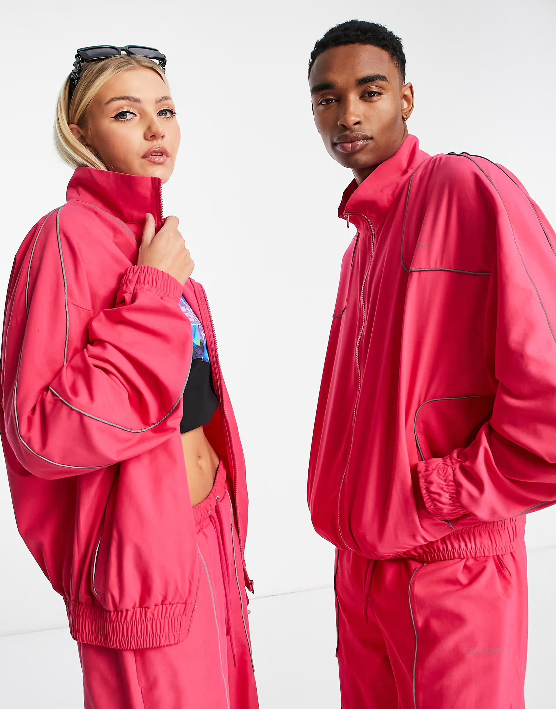 COLLUSION Unisex track jacket in bright pink co-ord | ASOS (Global)