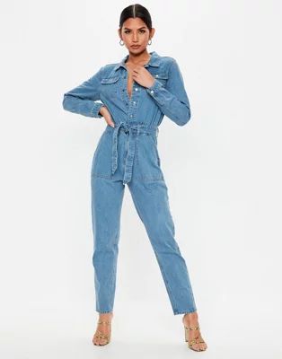 Missguided boiler jumpsuit with button through detail in blue | ASOS | ASOS (Global)