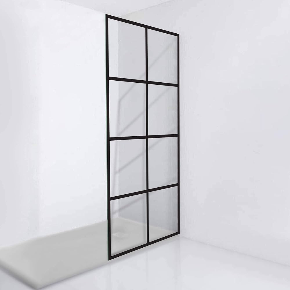 Fab Glass and Mirror GSD-34-72ORB Madeira French Style Grid Pattern Glass Shower Door, Matte Blac... | Amazon (US)