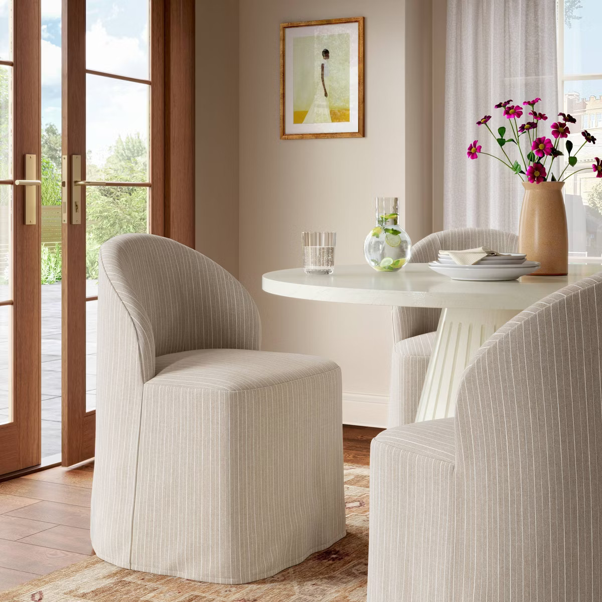 Tub Slipcovered Dining Chair in Pinstripe Linen - Threshold™ | Target