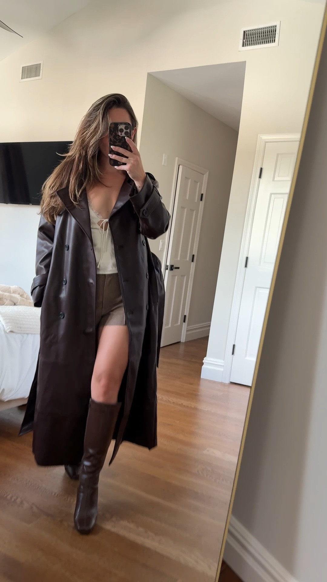 Abercrombie  fall sale ! Jacket runs big this is a small. 28 in shorts. And medium in top 

Fall outfit, fall jacket, leather trench  

#LTKFallSale #LTKSeasonal #LTKStyleTip