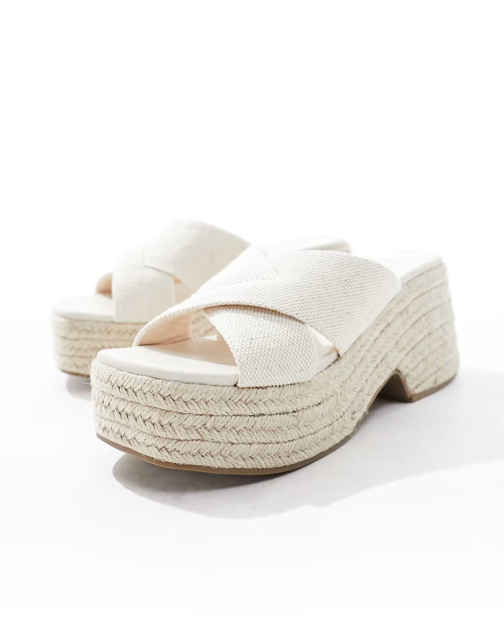 ASOS DESIGN Toy cross strap wedges in natural fabrication | ASOS | ASOS (Global)