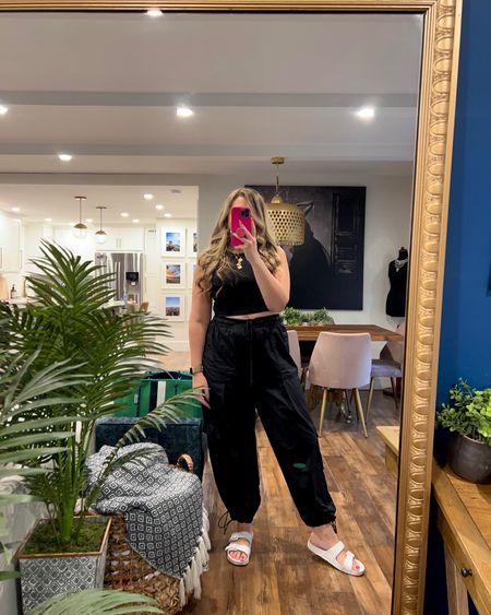 These Anthropologie parachute cargo pants are my new favorite thing! Wearing a large but you can definitely size down! So lightweight and comfortable! 

#LTKFitness #LTKstyletip #LTKunder100