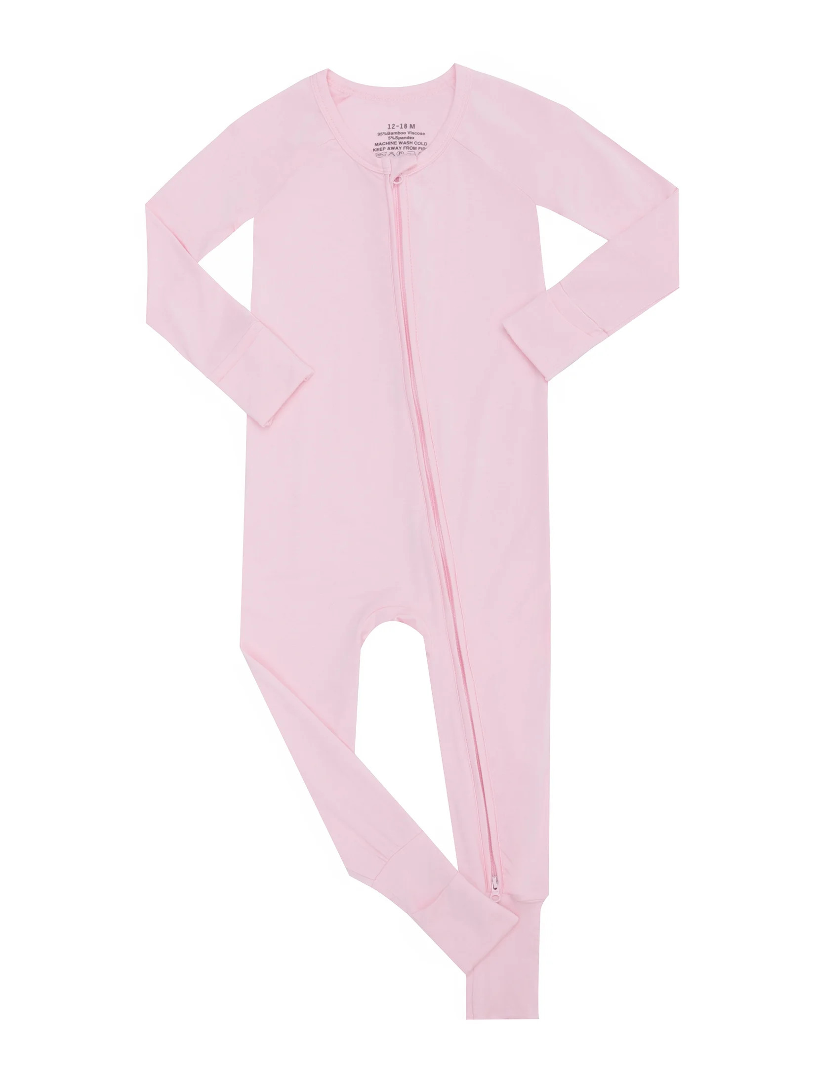 WIBACKER Baby Unisex Bamboo Viscose Pajamas with Mitten Cuffs-Boys Girls Front Zip Long Sleeve Sl... | Walmart (US)