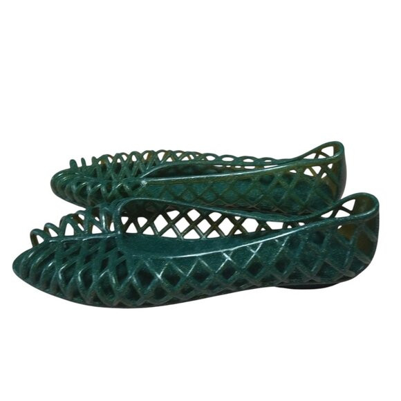 American Apparel Women's Size 7 Green Speckled Jelly Flats Beachy Vacation | Poshmark