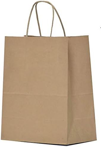 Qutuus Kraft Paper Gift Bags with Handles - 8x4.25x10 25 Pcs Brown Shopping Bags, Party Bags, Goody  | Amazon (US)