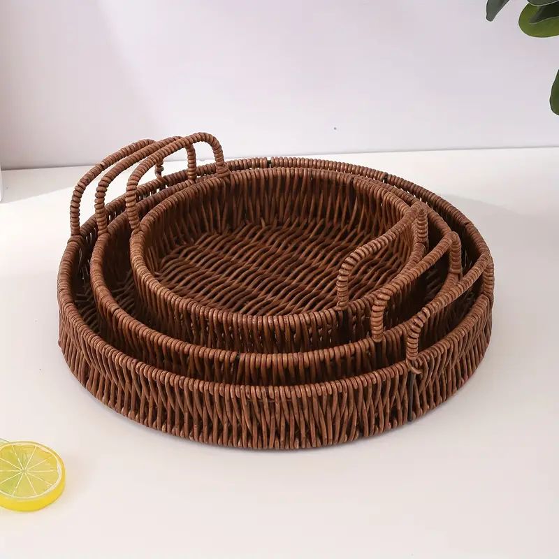 Rattan Woven Round Tray Handles Bohemian Style Storage - Temu | Temu Affiliate Program