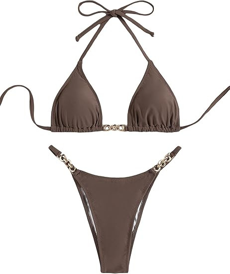 SHENHE Women's Sexy Bikini Sets Ring Triangle Tie Bathing Suits 2 Piece Swimsuits | Amazon (US)