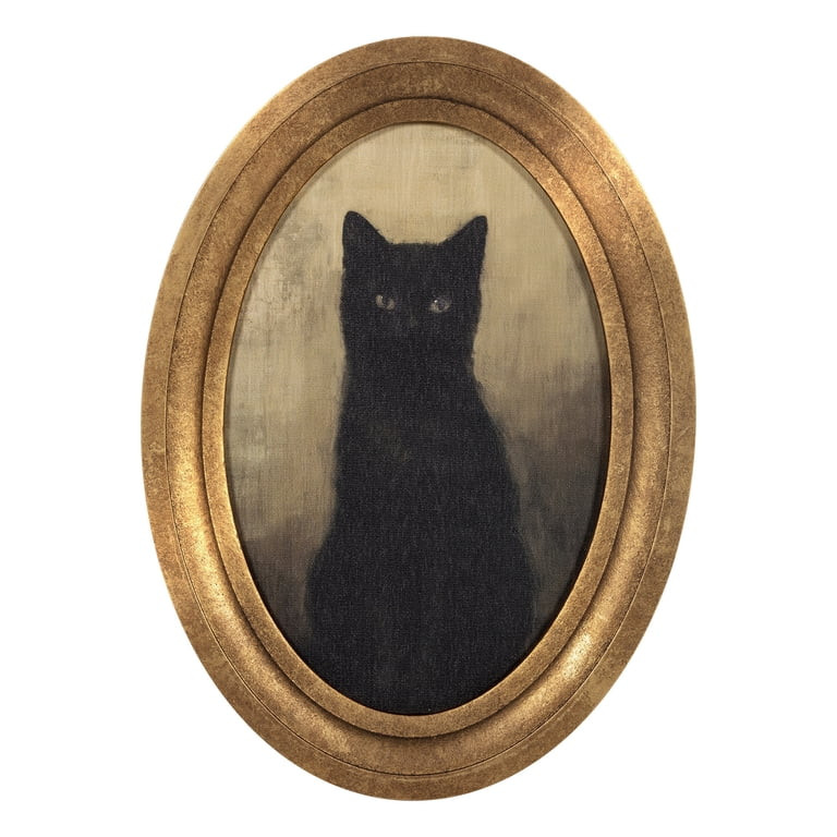 My Texas House Halloween Black Cat Oval MDF Canvas Print | Walmart (US)