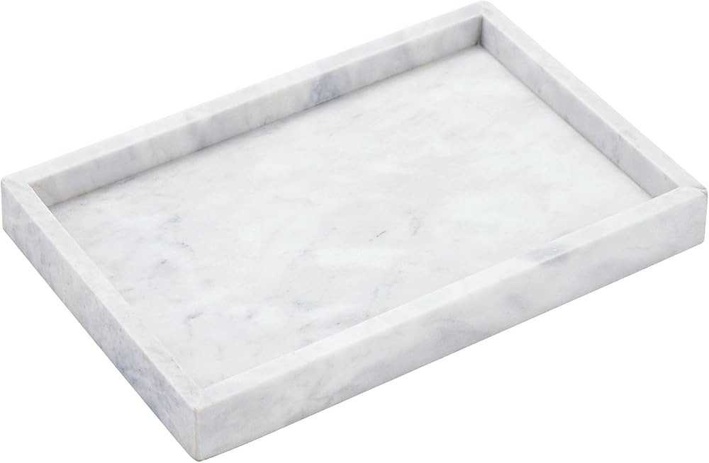 12"x8" Real Natural Marble Vanity Tray, Genuine Marble Storage Tray for Cosmetics/Jewelry, Non-Re... | Amazon (US)
