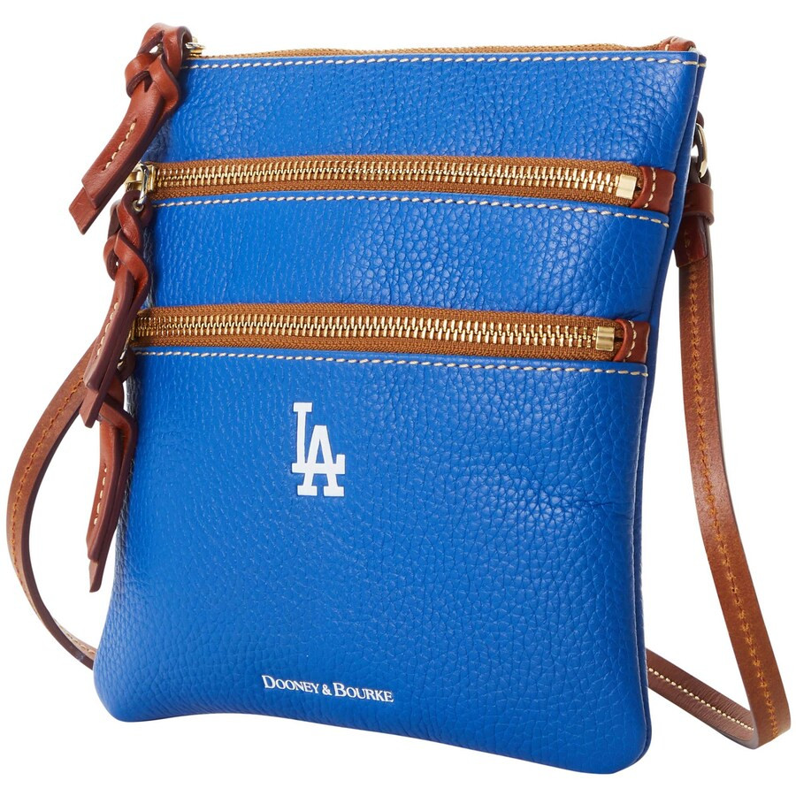 Women's Los Angeles Dodgers Dooney & Bourke Pebble Triple-Zip Core Crossbody Purse | MLB Shop