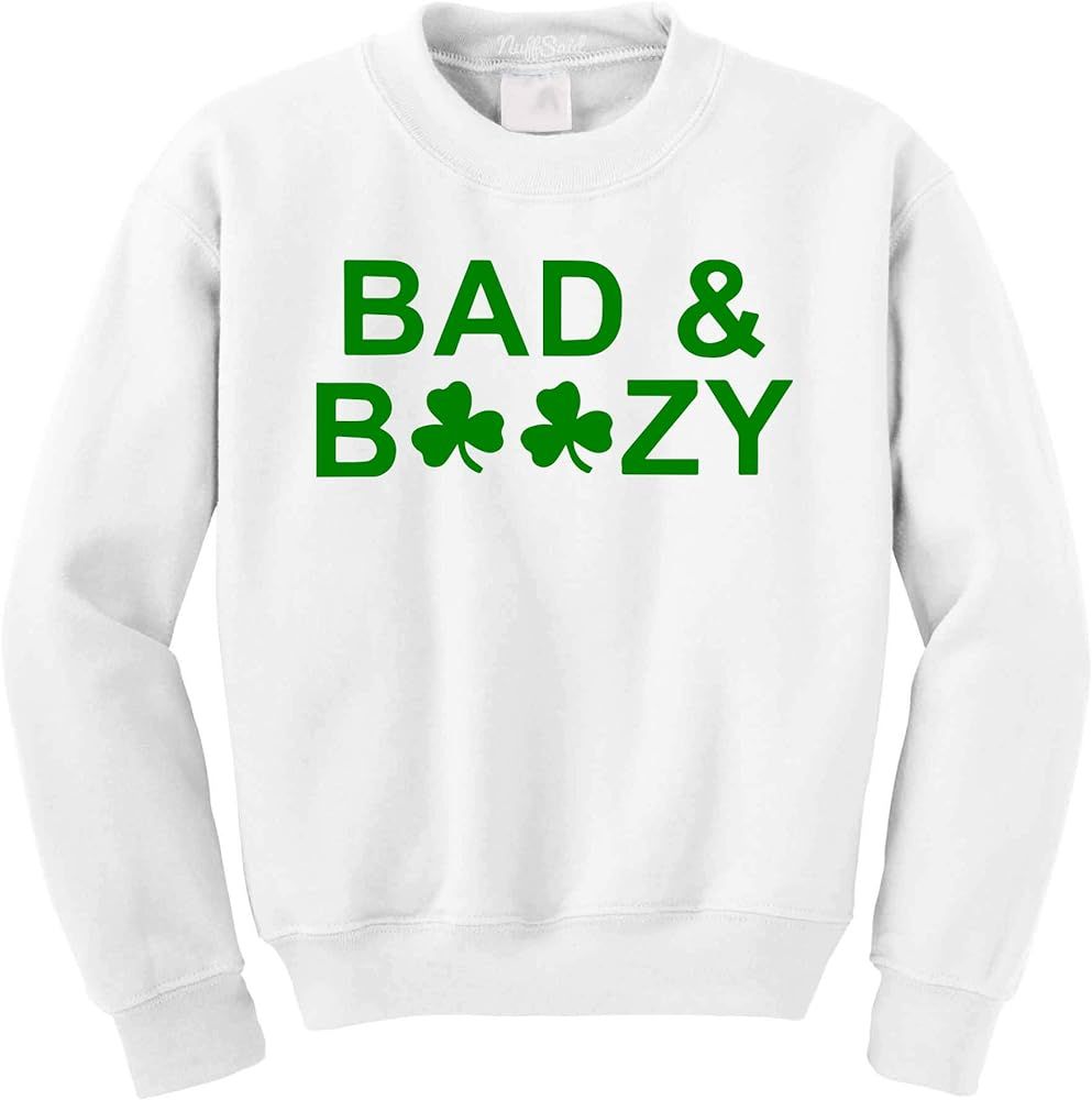 NuffSaid Bad & Boozy St. Patrick's Day Funny Drinking Crewneck Sweatshirt - Unisex Paddy's Crew | Amazon (US)