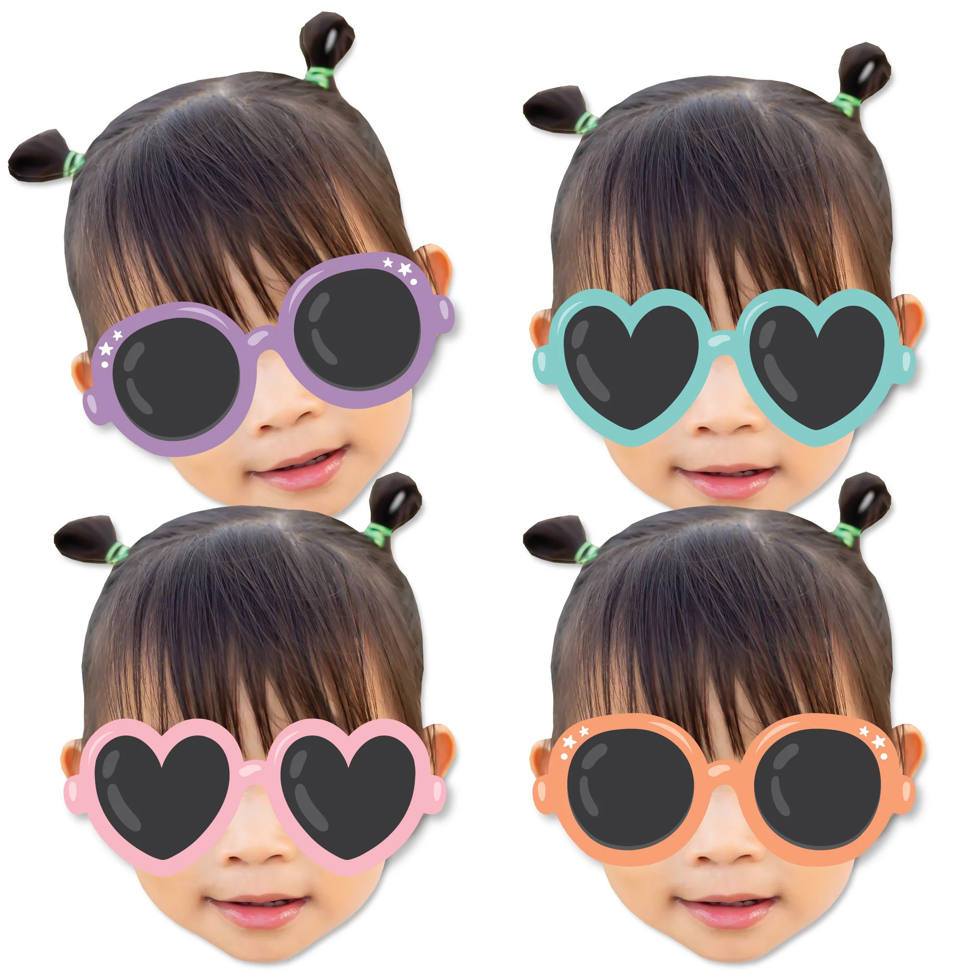 Custom Photo Two Cool - Girl - Fun Face Decorations DIY Pastel 2nd Birthday Party Essentials - Se... | Big Dot of Happiness