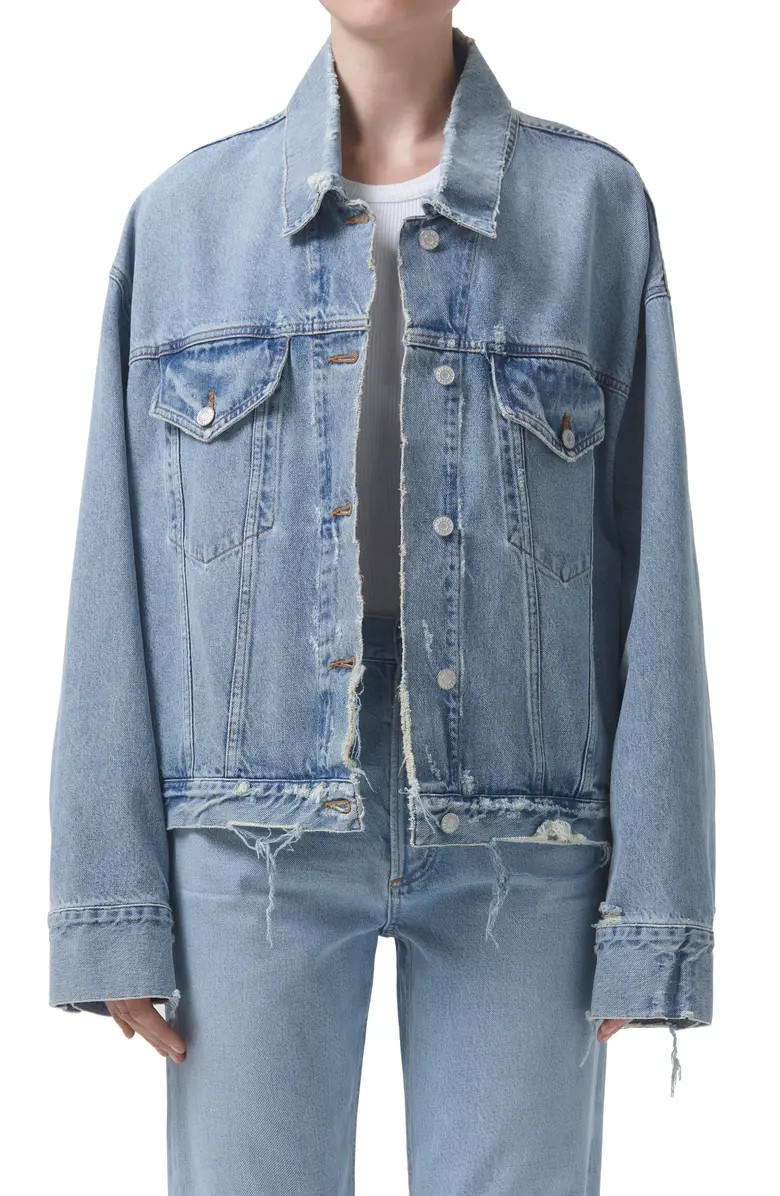 Martika Frayed Oversize Denim Jacket | Nordstrom
