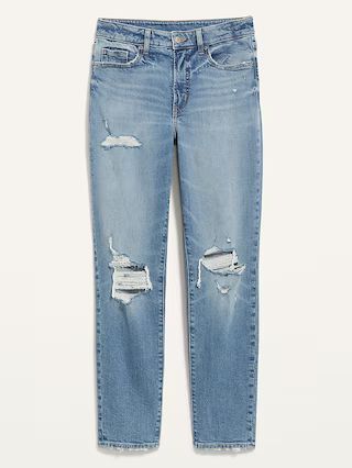 High-Waisted O.G. Straight Light-Wash Ripped Jeans for Women | Old Navy (US)