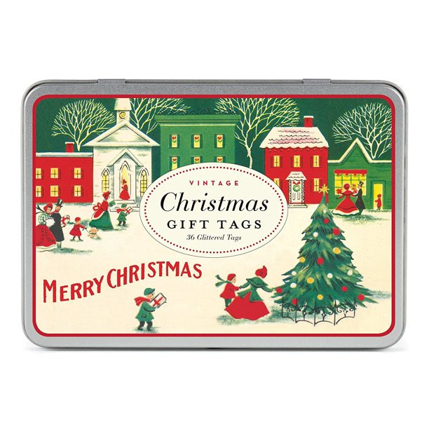 Cavallini Vintage Christmas Glitter Gift Tags, 36 assorted gift tags packaged in a tin By Cavalli... | Walmart (US)