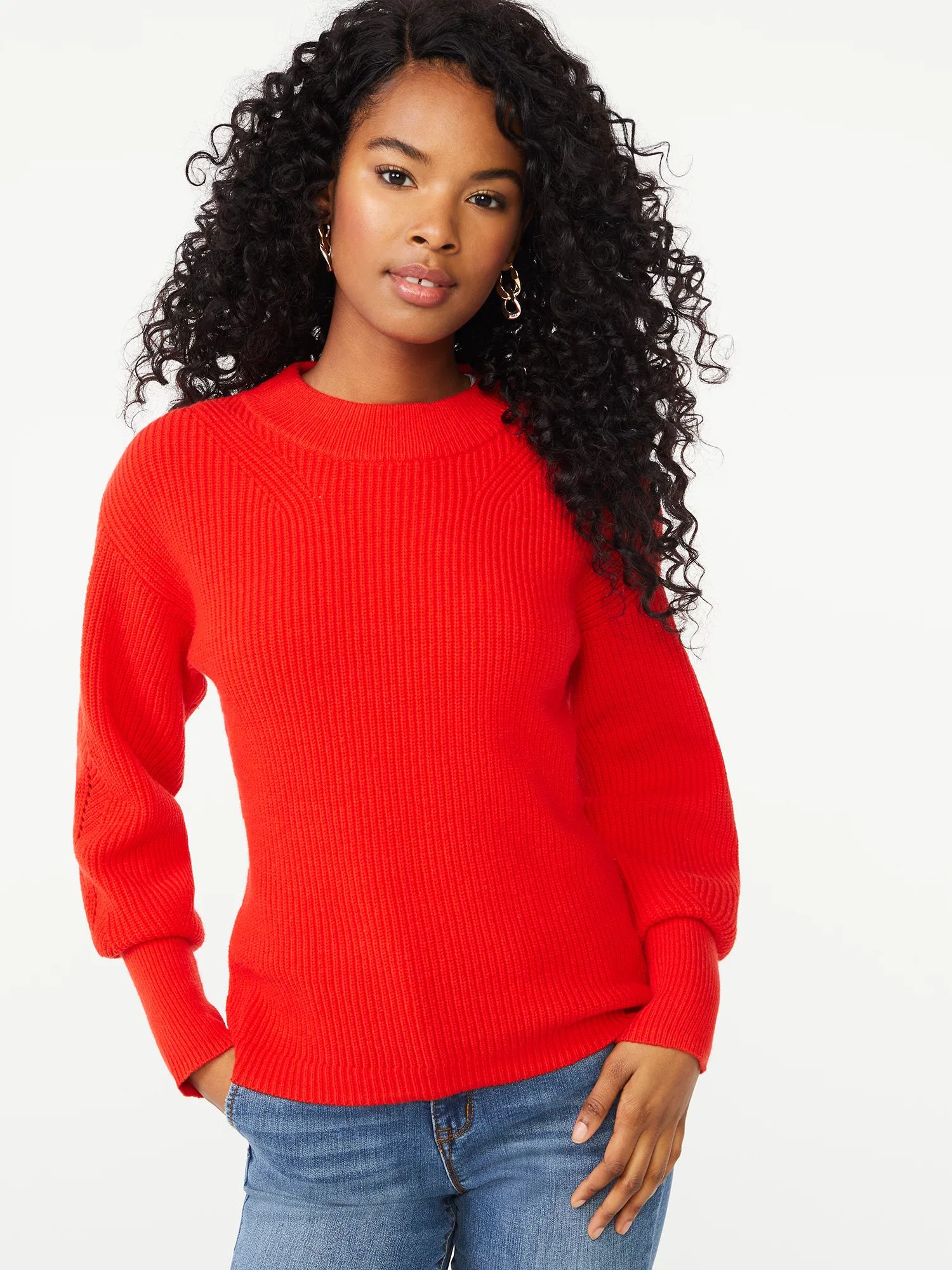 Scoop Women's Puff Sleeve Sweater - Walmart.com | Walmart (US)