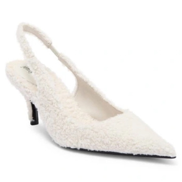 NWT- Jeffrey Campbell Ivory Persona Faux Shearling Pointed Toe Slingback Pump- 8 | Poshmark