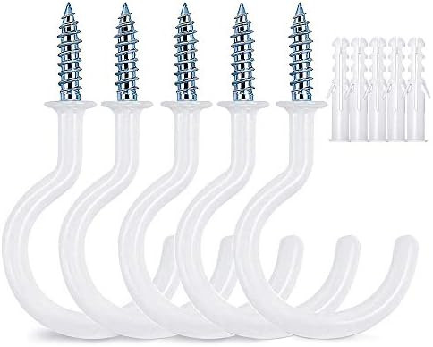 12 Pcs 2.9 Inches White Ceiling Hooks,Vinyl Coated Screw-in Wall Hooks, Plant Hooks, Kitchen Hooks,  | Amazon (US)