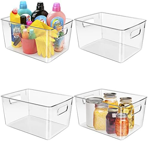 DILLLO Clear Plastic Storage Bins, Home Kitchen Organization or Pantry Storage, Cabinet Organizer, F | Amazon (US)