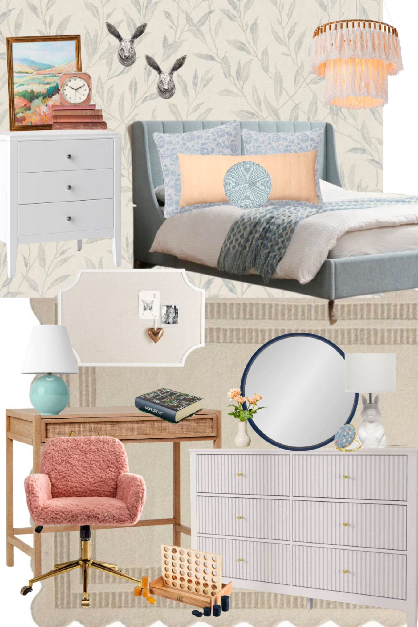 I enjoyed making this board. Girls room with hues of pink and blue 🩵 

#LTKKids #LTKHome #LTKFamily