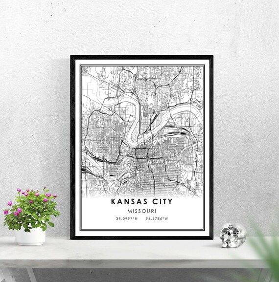 Kansas City map print poster canvas | Missouri map print poster canvas | Kansas City city map pri... | Etsy (US)