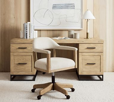 Windom Upholstered Swivel Desk Chair | Pottery Barn (US)
