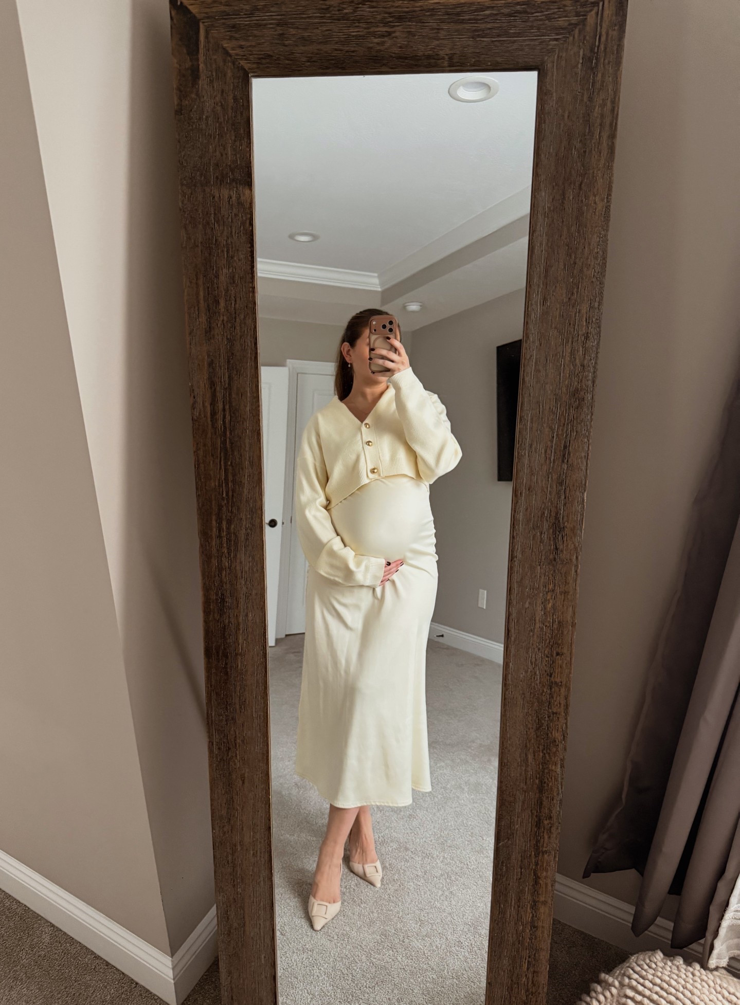 Love this outfit!! Dress is from Peppermayo but found a similar one, wearing size M. 🫶🏼 

#LTKBump #LTKootd #LTKHoliday