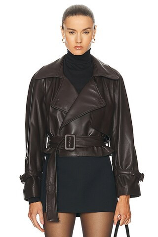 Hatti Belted Cropped Leather Jacket | FWRD 