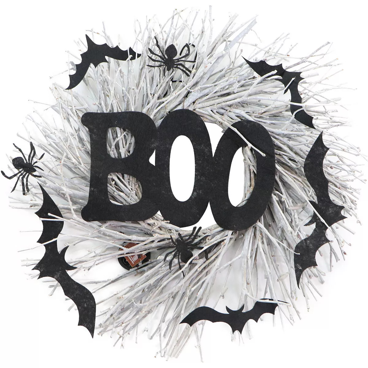 15" White Twig Battery Operated Halloween Wreath | Kohl's