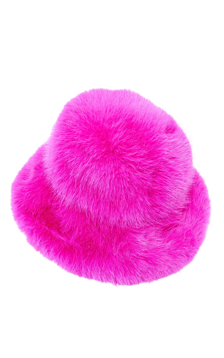 Bright Pink Faux Fur Fluffy Bucket Hat | Pretty Little Thing (Australia & New Zealand)