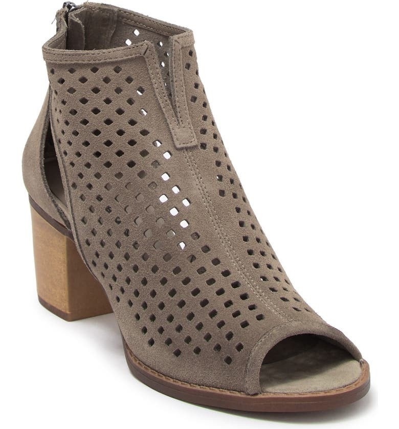 Tessa Suede Perforated Peep Toe Bootie | Nordstrom Rack