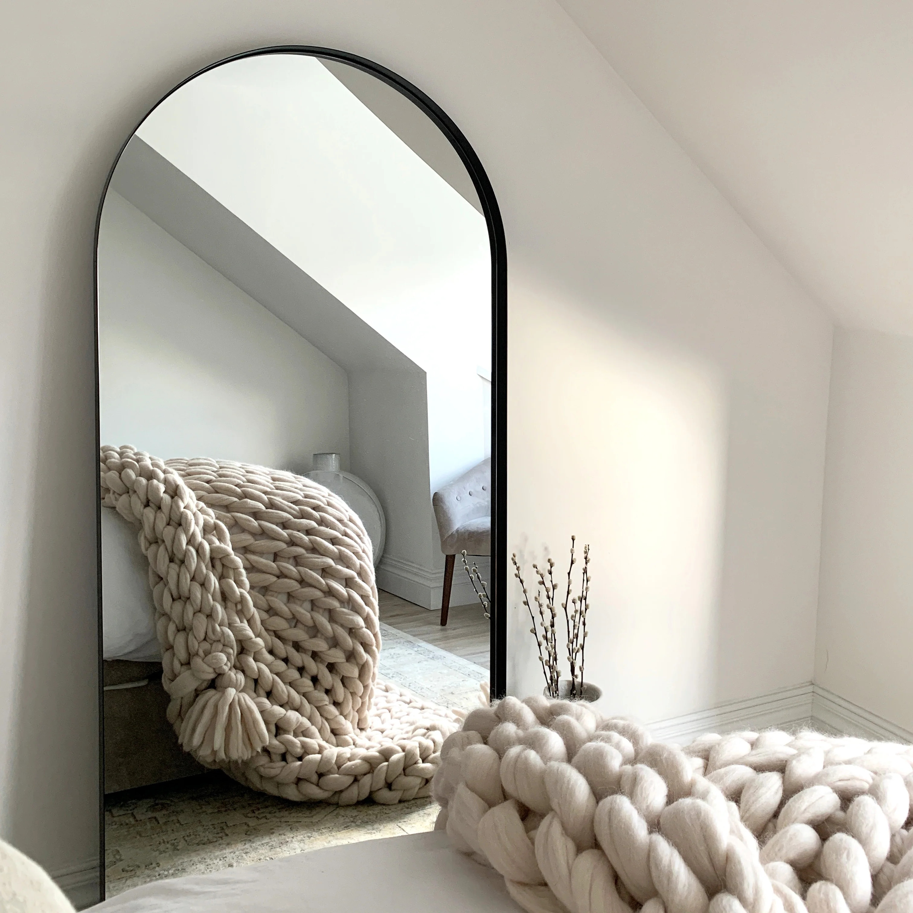 Arcus - Full Length Arched Black Large Metal Mirror 170cm x 80cm | William Wood