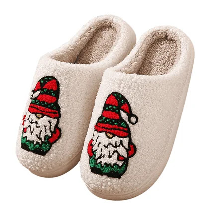 BERANMEY Christmas Reindeer Slippers for Womens Mens Plush Warm Santa Claus Slippers Fuzzy House Slippers Christmas Gifts For Girls Women Girlfriend | Walmart (US)