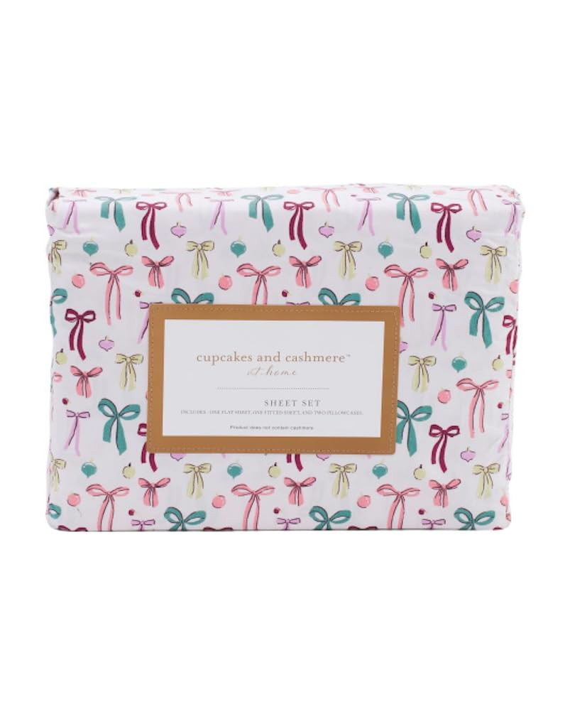 cupcakes and cashmere Christmas Winter Sheet Set (FA La La Bows, Twin) | Amazon (US)