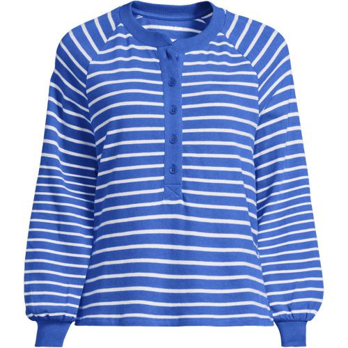 Women's Long Sleeve Mariner Henley - Lands' End - Blue - XL | Lands' End (US)