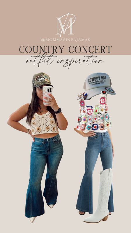 Crotchet tops are a must have for the summer! I love a crotchet top for a country concert paired with flared jeans or denim shorts!! country concert outfit, crotchet top, petite friendly jeans, summer concert look

#LTKStyleTip #LTKFindsUnder50 #LTKSeasonal