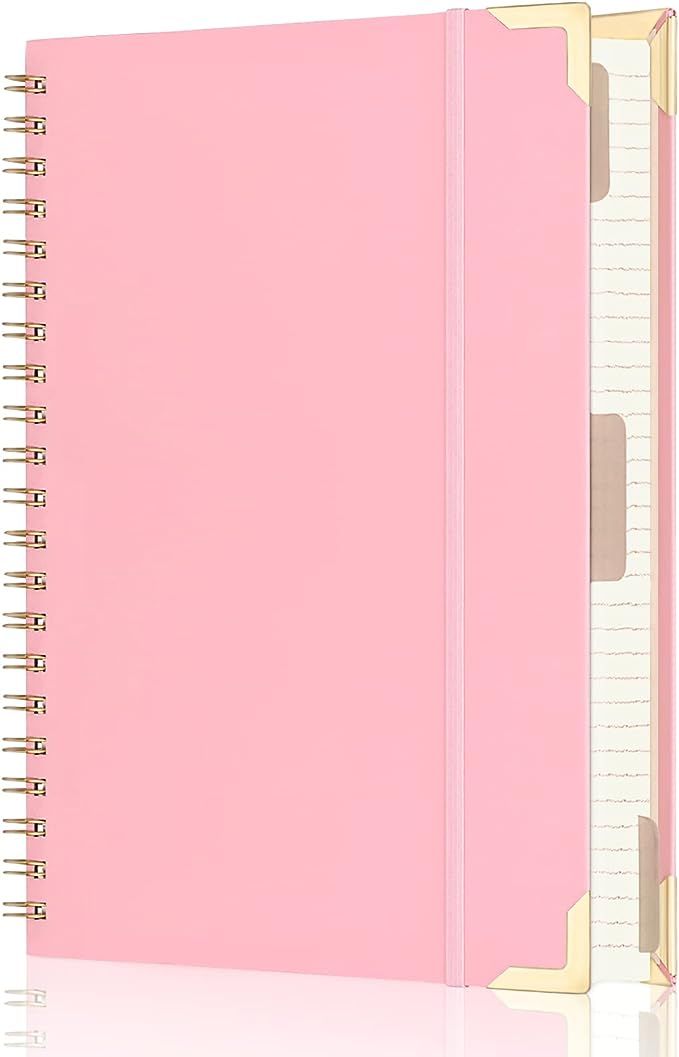 EOOUT Spiral Notebook 8.5 x 11 Hardcover Cute Notebook for Women, Pink Notebooks, 300 Pages Colle... | Amazon (US)
