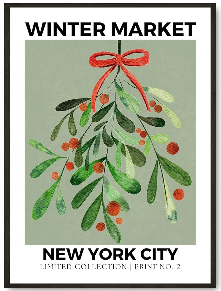 12x16 Mistletoe Christmas Wall Art, Christmas Wall Decor, Aesthetic Christmas Decor, Indoor Chris... | Amazon (US)