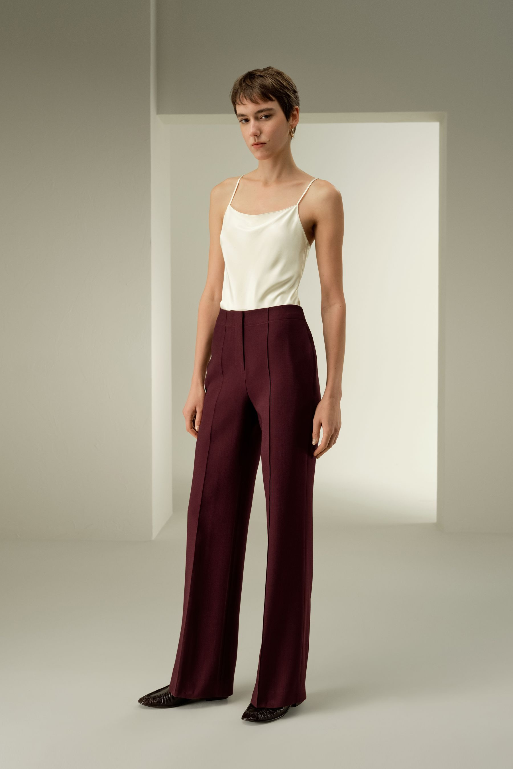 Schlaghose aus Seiden-Woll-Twill | LilySilk
