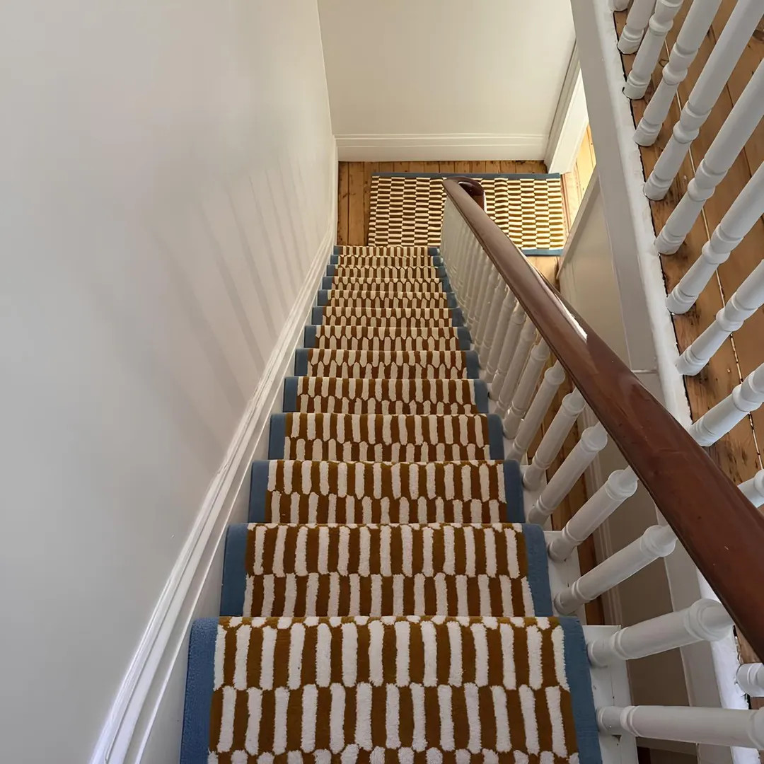 Stair Runner Made of Geometric Wool, Handmade New Zealand Wool Hallway Runner for Entryway, Prese... | Etsy (US)