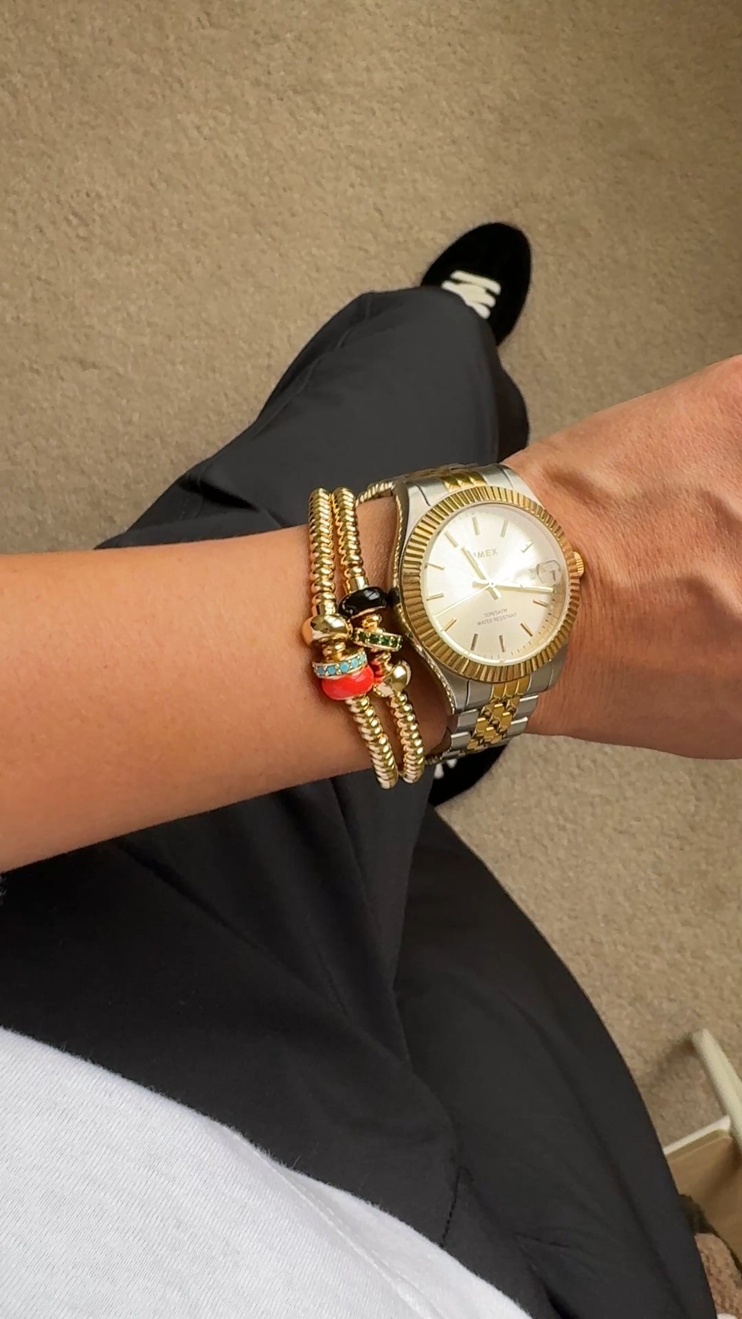 Been getting questions on my watch lately as it is seen in most of my jewelry posts. It looks like a vintage designer watch, but it’s actually from a reasonably priced brand. I love it. I love. A chunky bracelet watch like this especially in two toned. 
Good quality and feel. I have had this one for 2-3 years and wear it almost daily  
Linking other options I am looking at too. 

#LTKOver40 #LTKGiftGuide