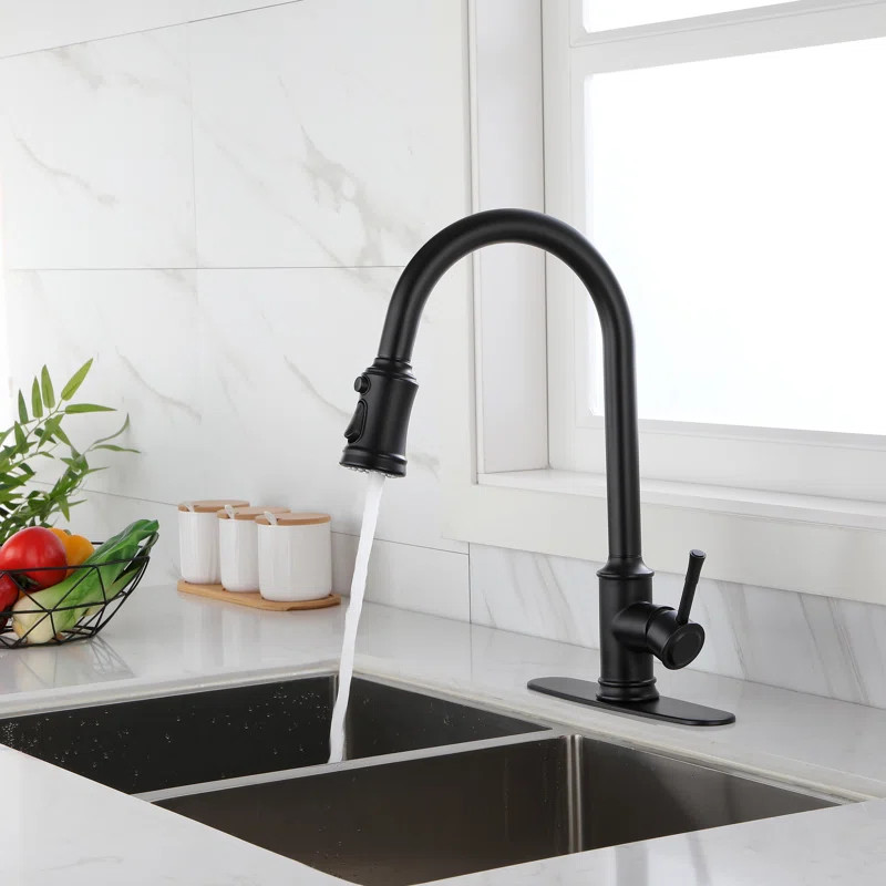 DLGATHSKF02MB Pull Down Touch Single Handle Kitchen Faucet with Accessories | Wayfair Professional