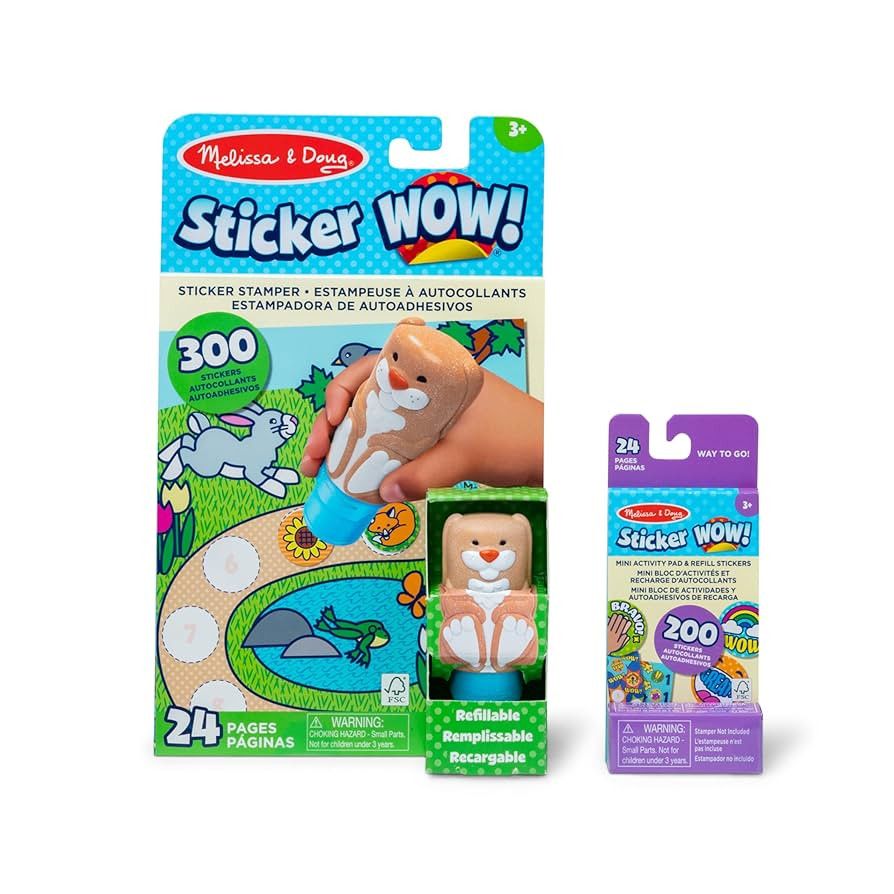 Melissa & Doug Sticker Wow!™ Bunny Bundle: 24-Page Activity Pad, Stamper, 500 Stickers, Mini Pa... | Amazon (US)