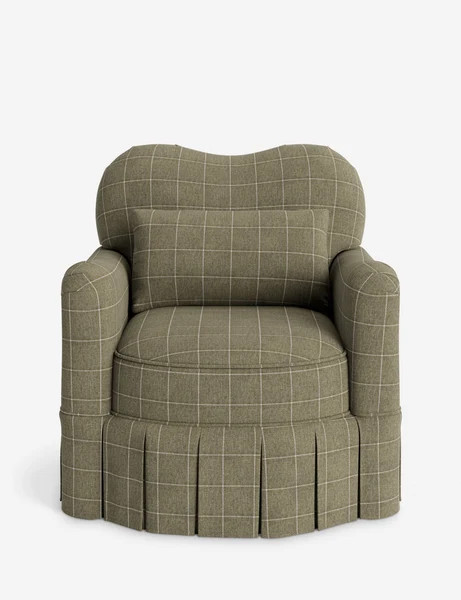 Middleton Skirted Accent Chair by Ginny Macdonald, Sage Performance Striated Velvet | Lulu and Georgia 