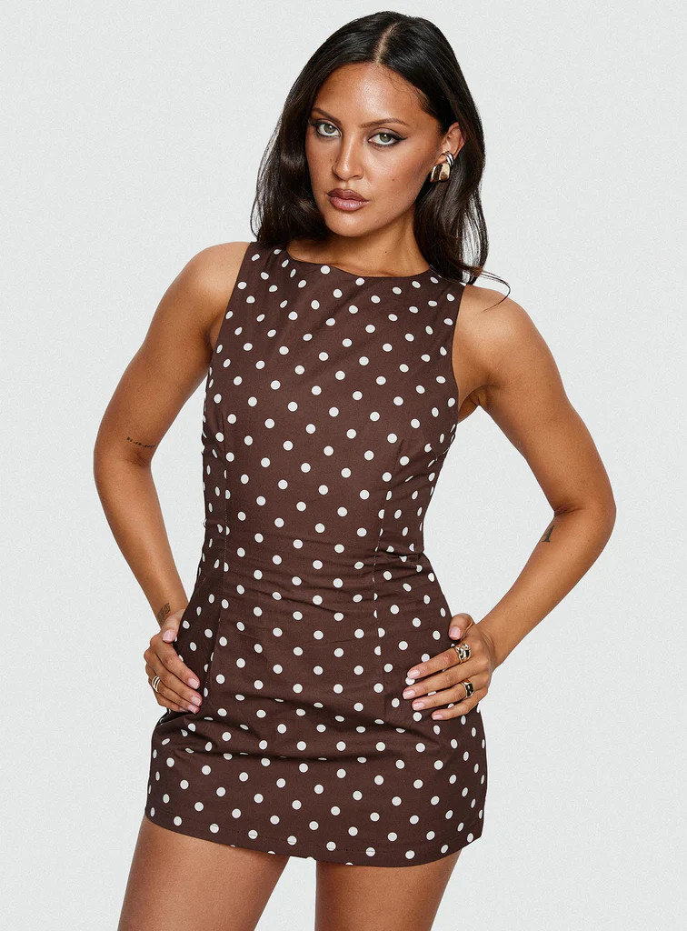Yumiko Romper Brown Polka Dot | Princess Polly US