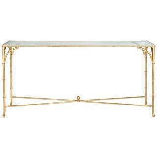 Maurice 63 in. Gold/Clear Standard Rectangle Glass Console Table | The Home Depot