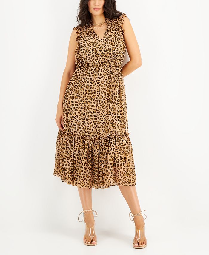 INC International Concepts Women's Cheetah-Print Flutter-Sleeve Dress, Created for Macy's & Revie... | Macys (US)